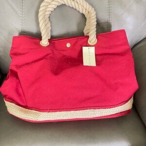LORD AND TAYLOR BEACH TOTE WITH ROPE HANDLES